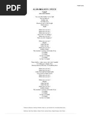 Alan Walker Lyrics Faded Pdf Leisure