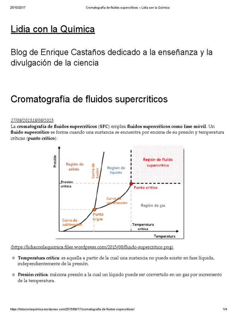 Cromatografía de Fluidos Supercríticos Lidia Con La Química Fluido