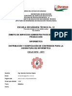 Dosificación y Distribución de Contenidos para La Asignatura de Informática