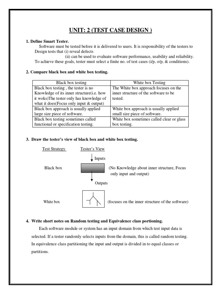Unit 2 (Test Case Design) 1. Define Smart Tester Download Free PDF