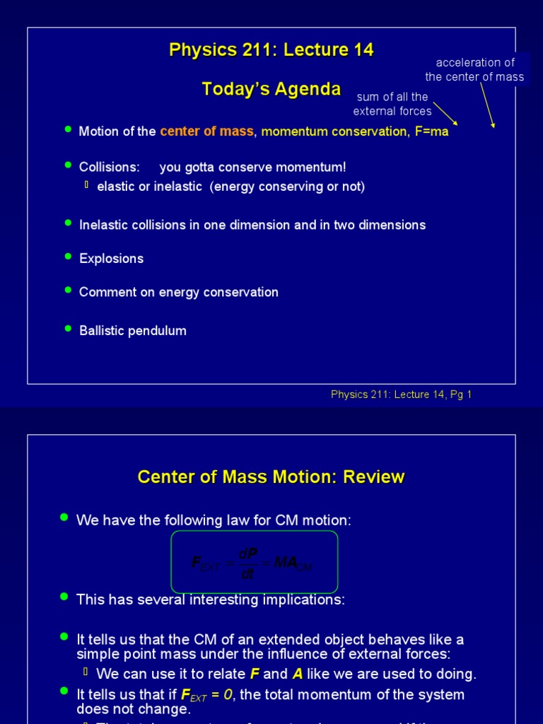 Momentum and Collisions in Physics 211 | PDF | Collision | Momentum