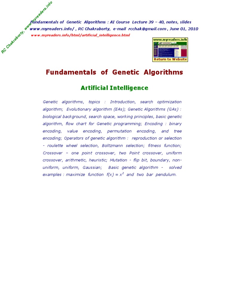 Fundamentals of Genetic Algorithms: Artificial Intelligence | PDF ...