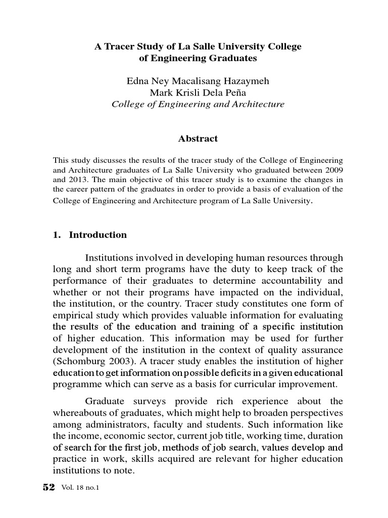 Tracer Study of LSU Engineering Graduates | PDF | Evaluation | Software ...