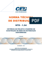 NTD 1.04 - Criterios de Projeto e Padroes de Construcao de Rede de Distribuicao Subterranea