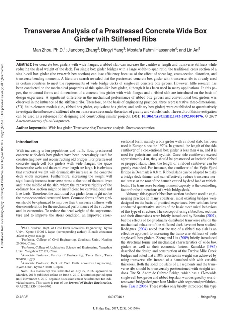 ASCE - Transverse Analysis of A PSC Wide Box Girder+ribs | PDF | Bridge ...