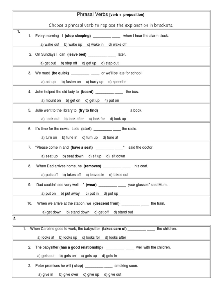 phrasal verbs quiz