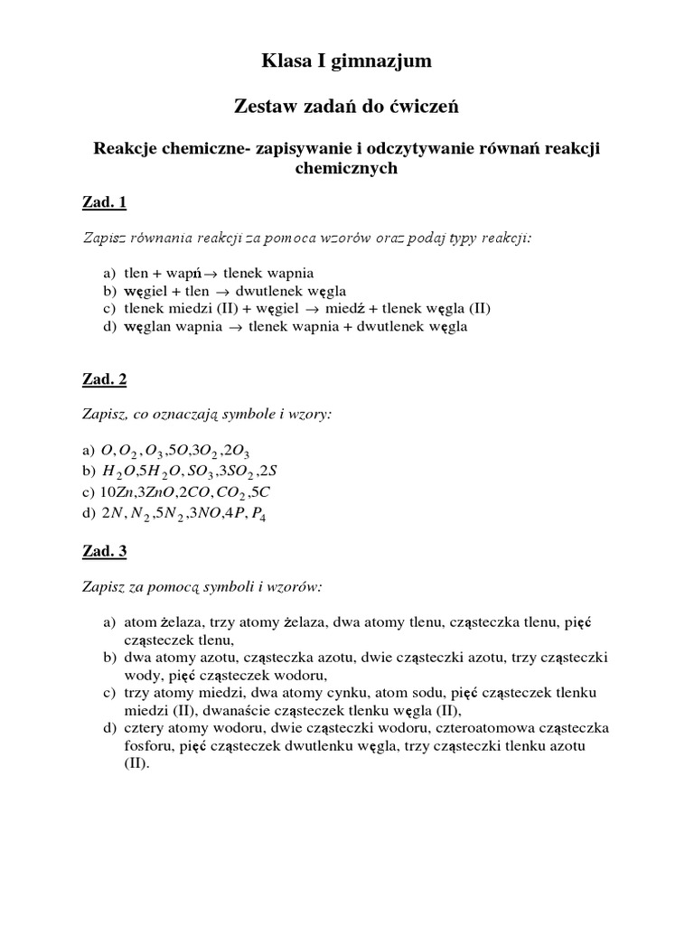 Chemia Nowej Ery 1 Sprawdzian Atom I Cząsteczka