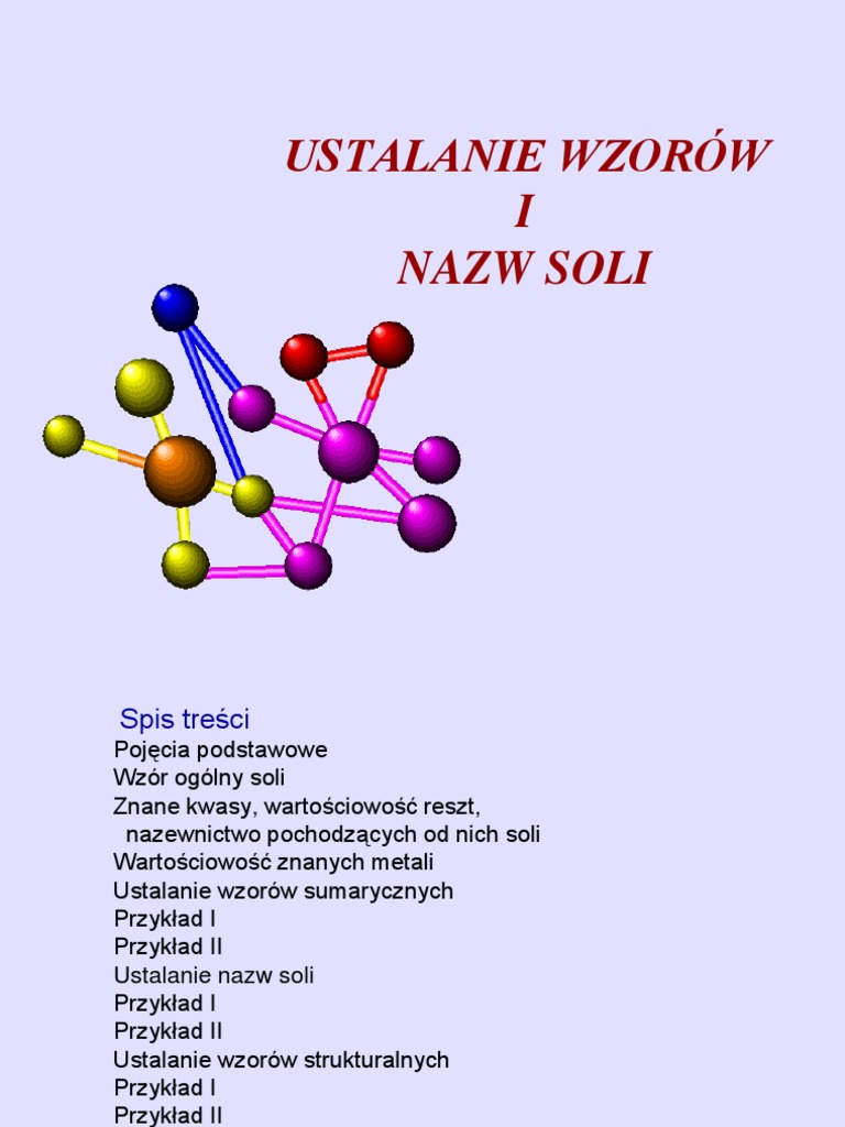 Wzory I Nazwy Soli Gimnazjum