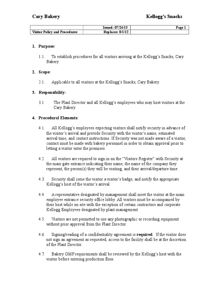 Visitor Policy 2012 PDF Government Information Government