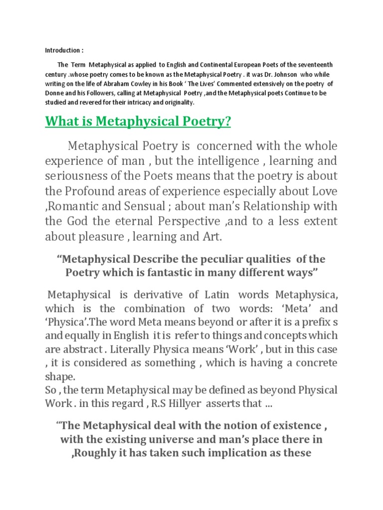 Assignment on metaphysical poetry pdf picture