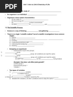 Intro To Life Chemistry Student Notes