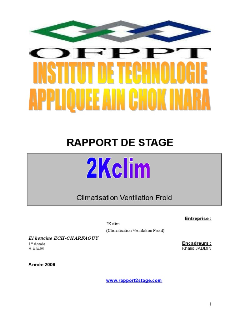 Rapport De Stage Technicien Froid Et Climatisation Pdf