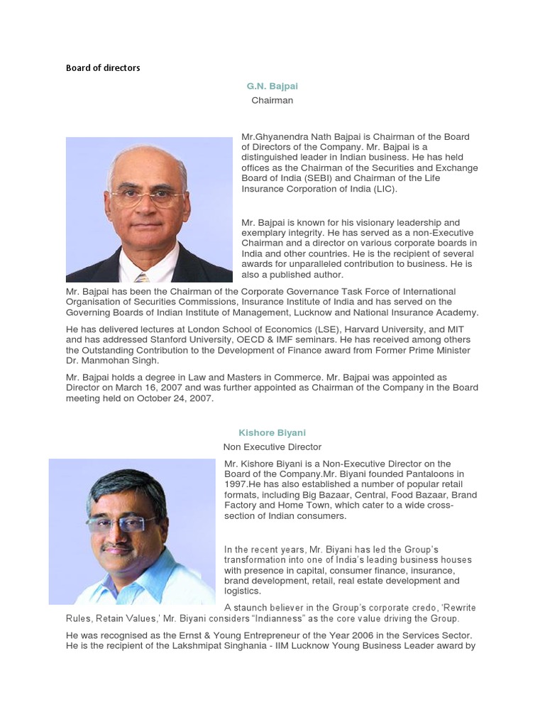 Board of Directors | PDF | Chief Executive Officer | Board Of Directors