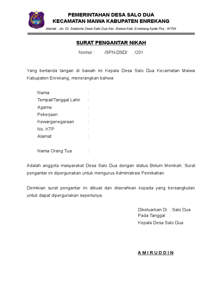 Surat Pengantar Nikah