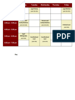 Law School Weekly Class Schedule
