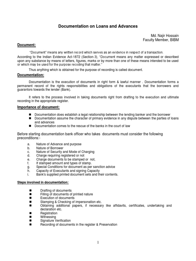 Proper Documentation for Bank Loans | PDF | Overdraft | Banks