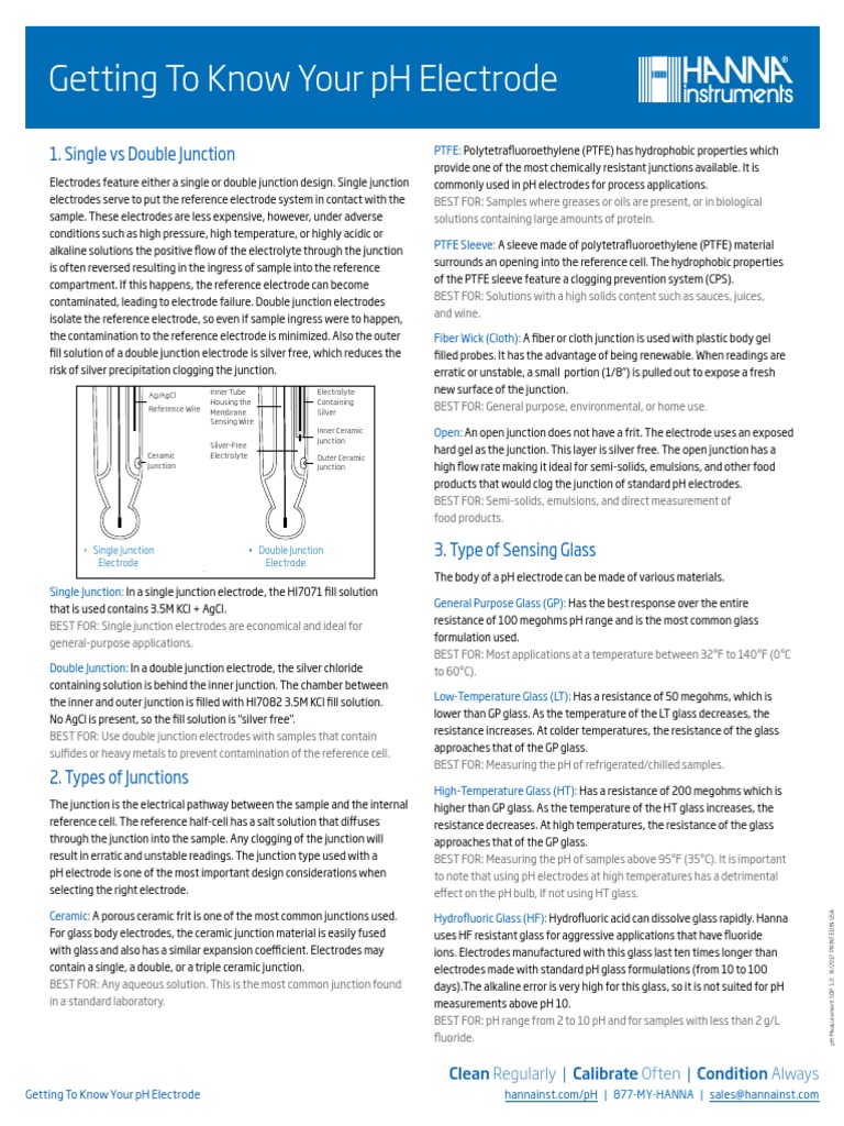 Getting To Know Your Electrode Hanna Instruments | PDF | Ph | Glasses