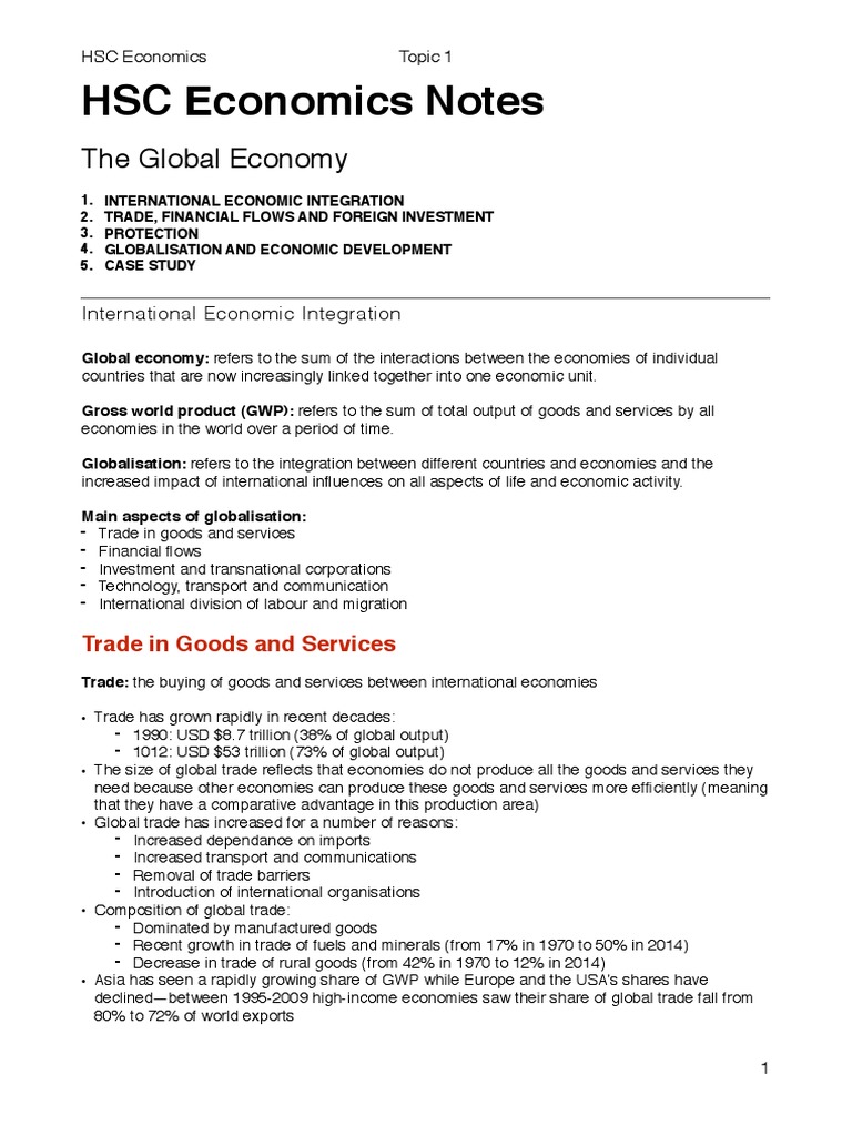 HSC Economics: Global Economy Insights | PDF | International Monetary ...