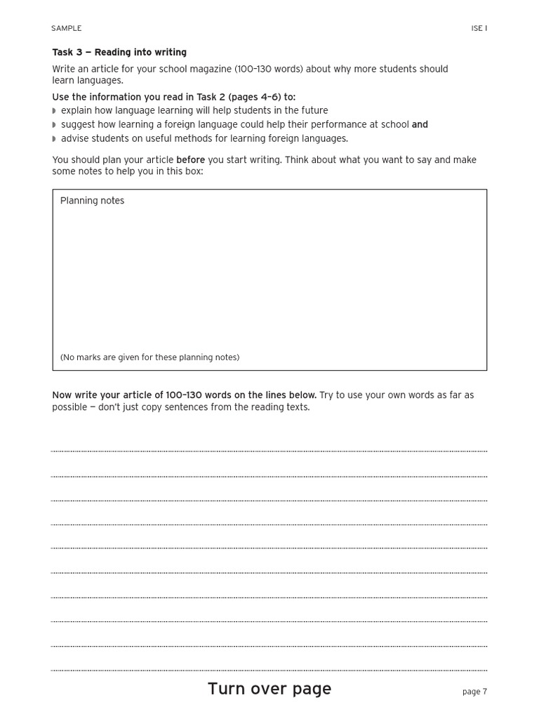 ISE I Sample Exam Paper.7 | PDF