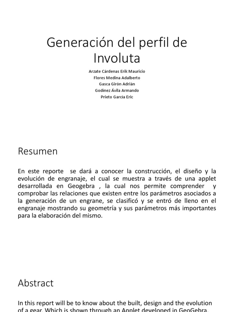 Generación del perfil involuta en engranajes | PDF