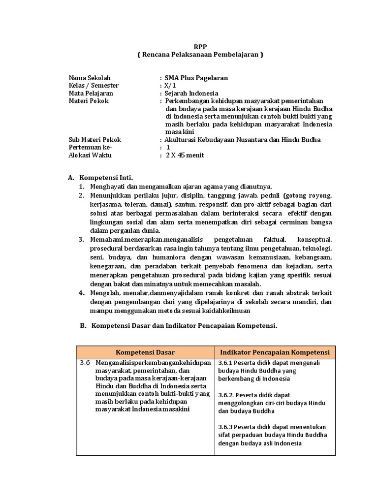 RPP KD 3 6 Sejarah Indonesia 