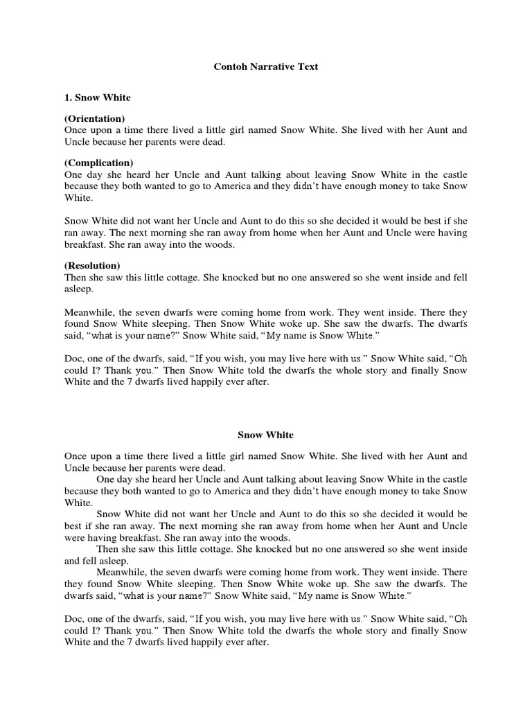 Narrative Text Snow White