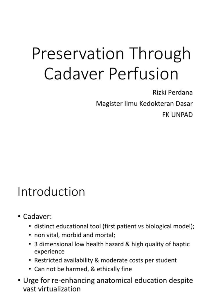 Cadaver Perfusion for Anatomical Preservation | PDF | Cadaver ...