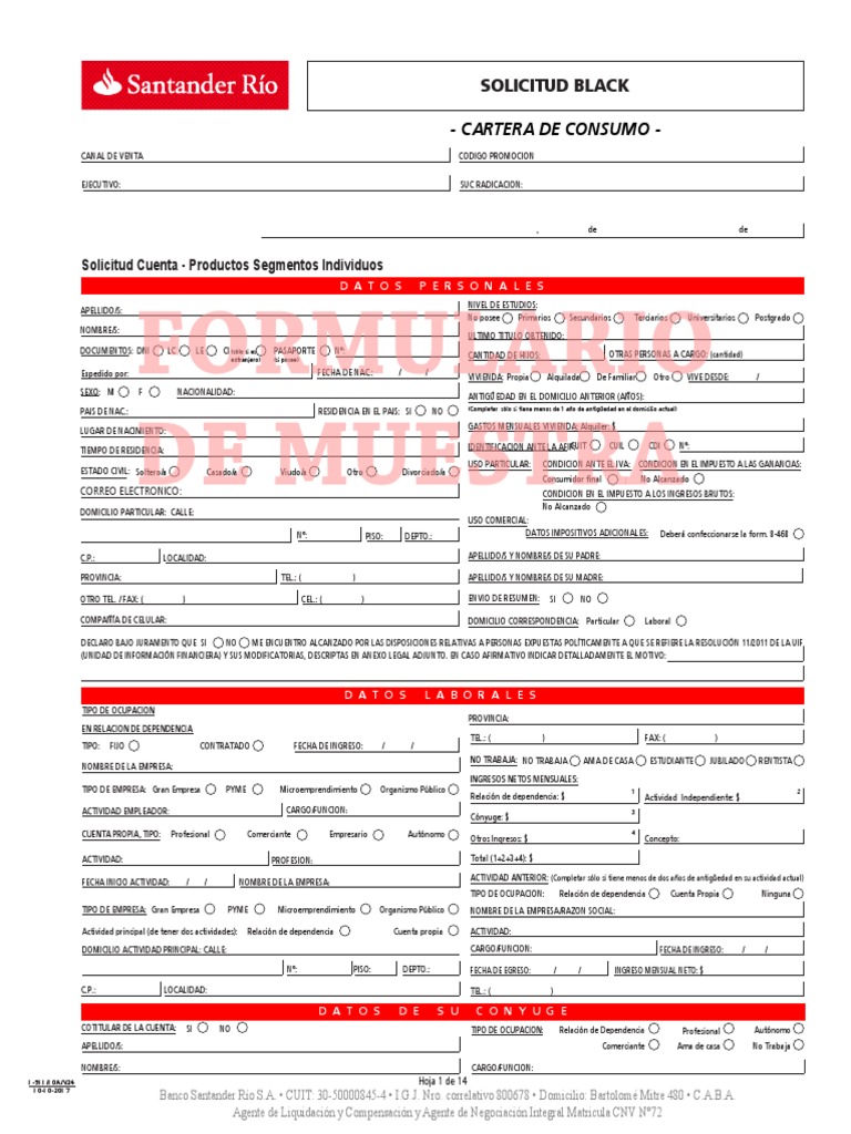Solicitud de Cuenta y Tarjeta Santander | PDF | Cheque | Tarjeta de débito