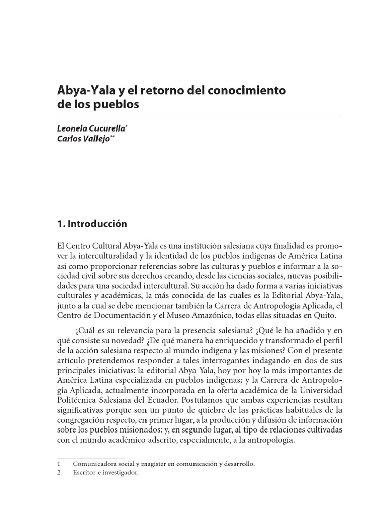 Abya Yala y El Retorno Del Conocimiento de Los Pueblos. | PDF ...