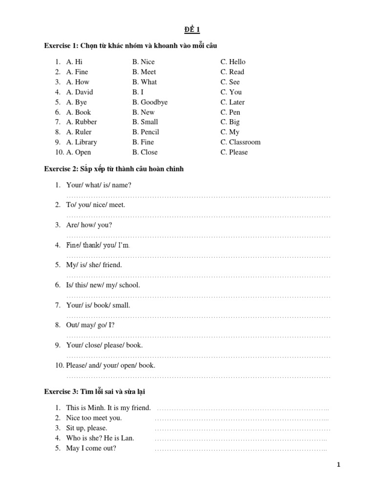 English Language Exercises for Beginners | PDF | Language Arts ...