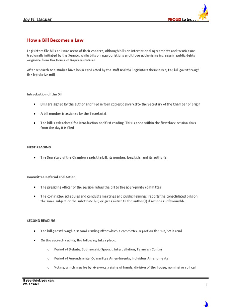 How A Bill Becomes A Law | PDF | Bill (Law) | Veto