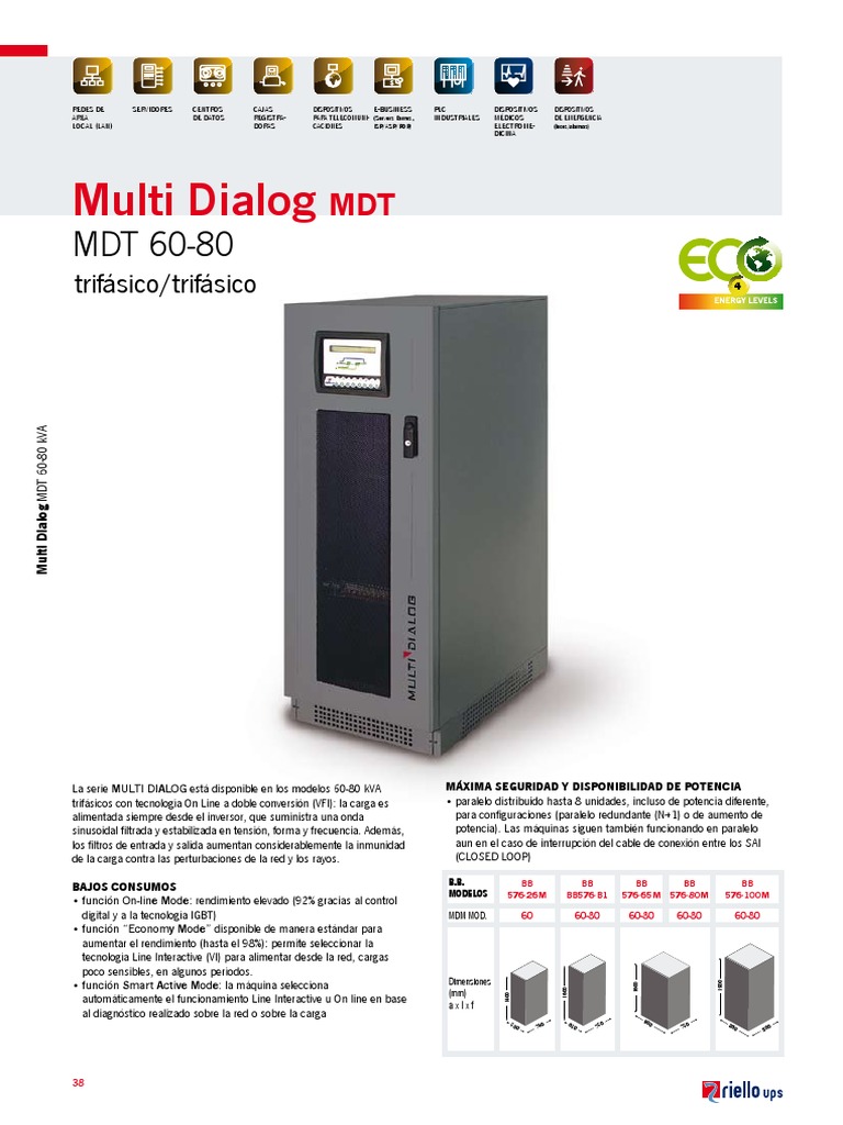 Riello Multi Dialog MDT 60 80 Kva | PDF | Energia electrica | Distorsión
