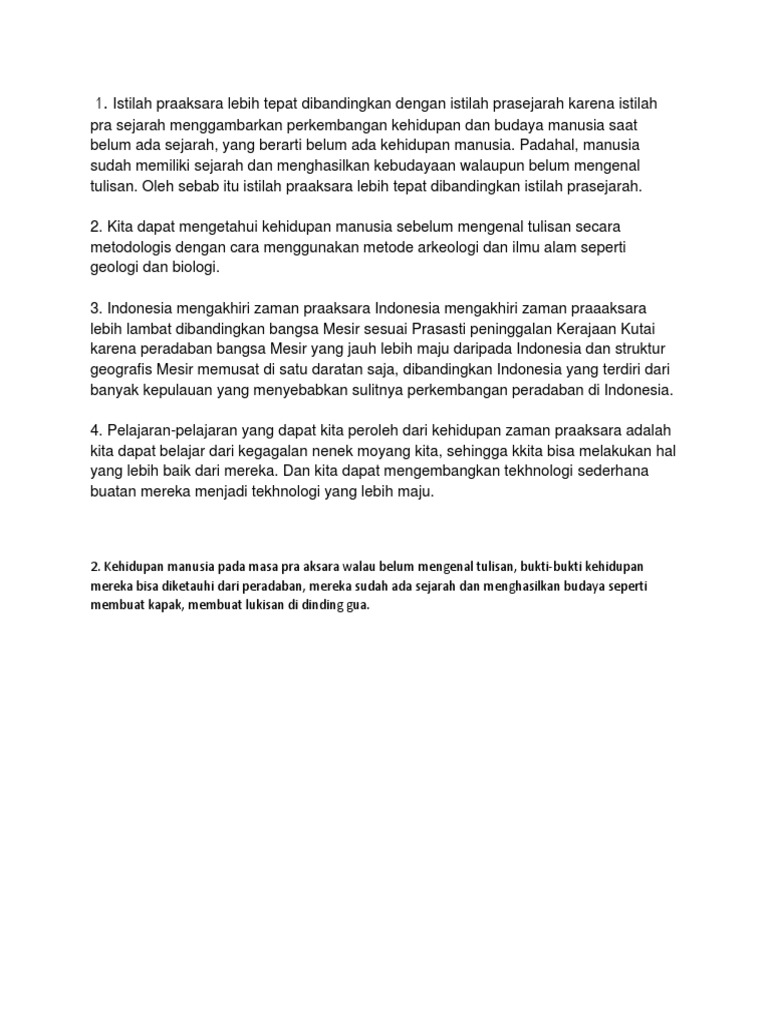 Soal Jaman Praaksara