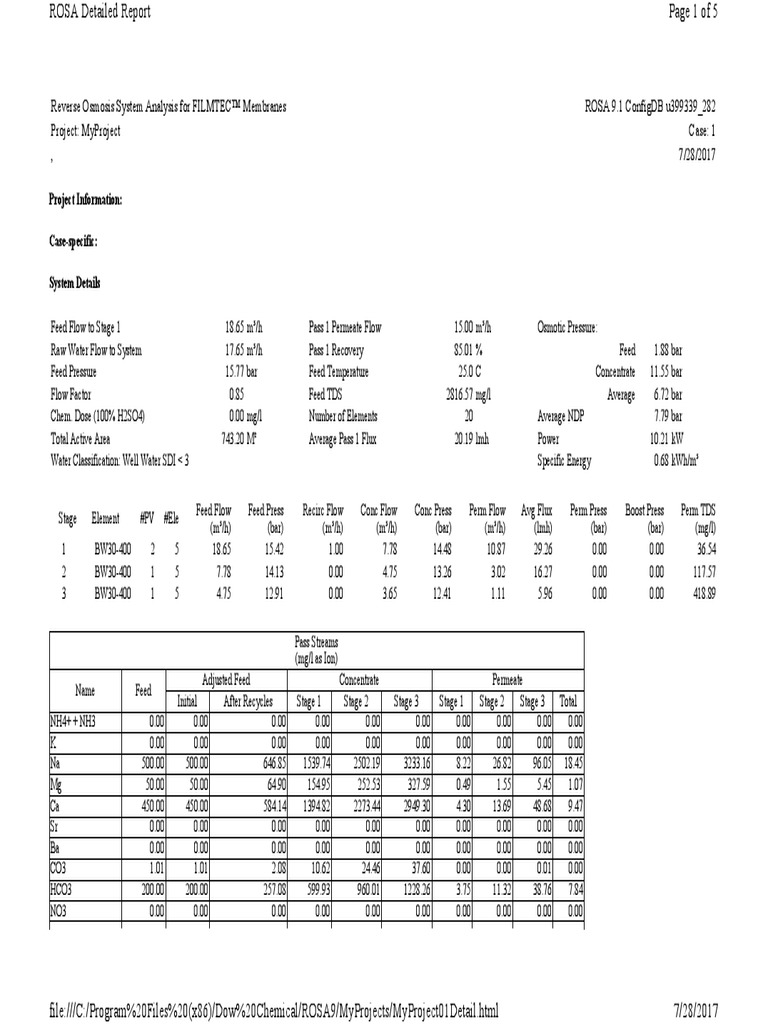 Reverse Osmosis System Analysis For Filmtec™ Membranes Rosa 9.1 ...
