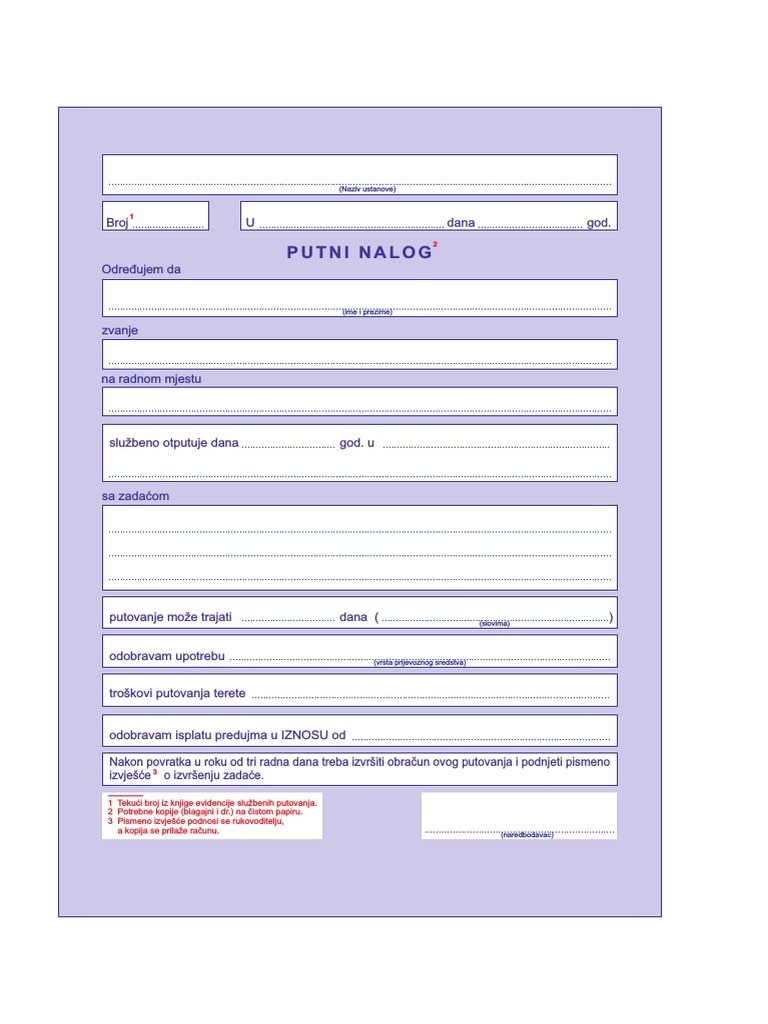 Putni Nalog PDF