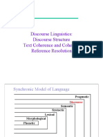 Discourse Structure Text Coherence and Cohesion Reference Resolution