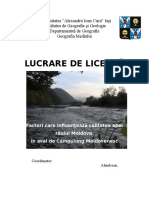 Factori Care Influenteaza Calitatea Apei Raului Moldova in Aval de Campulung Moldovenesc