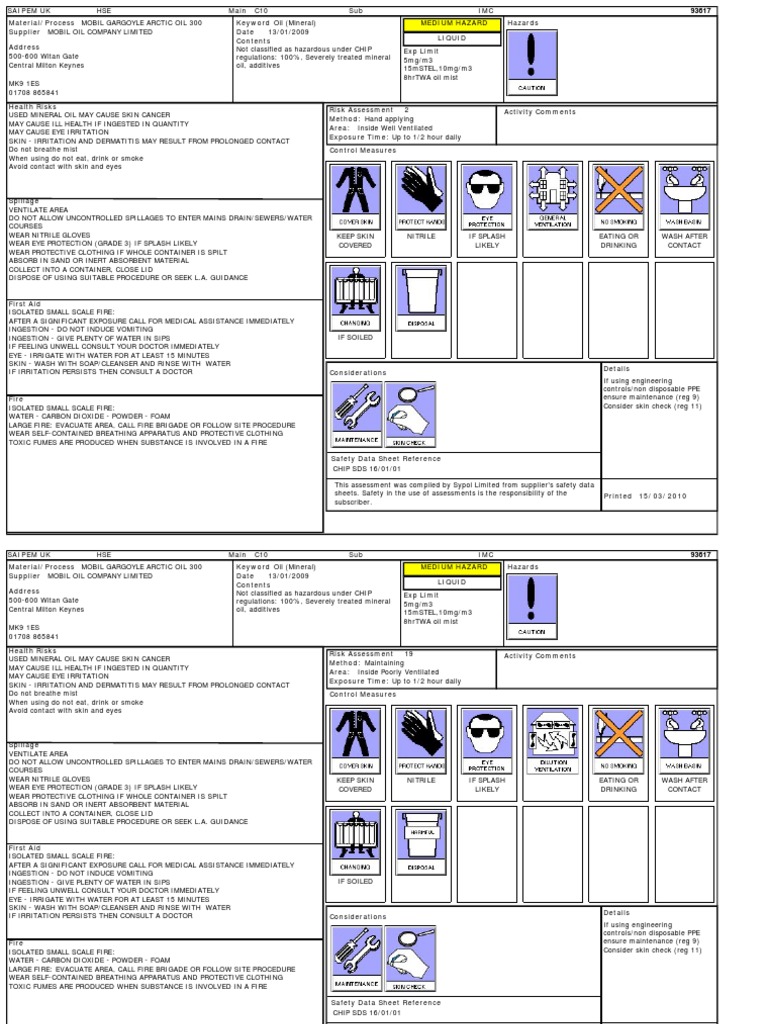 Mobil Gargoyle Arctic Oil 300 | PDF | Personal Protective Equipment ...