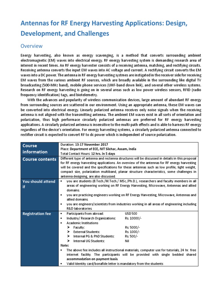 Antennas For RF Energy Harvesting Applications: Design, Development ...