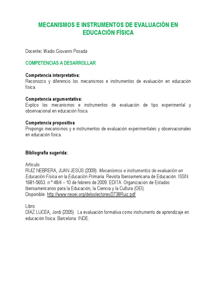 Taller Mecanismos e Instrumentos de Evaluación en