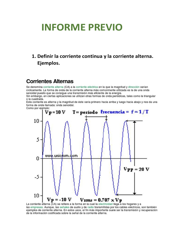 Ejemplos De Corriente Alterna Y Continua Colección de
