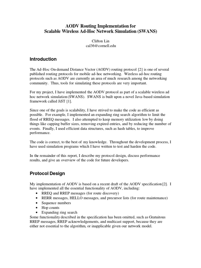 AODV Routing Implementation For Scalable Wireless Ad-Hoc Network ...