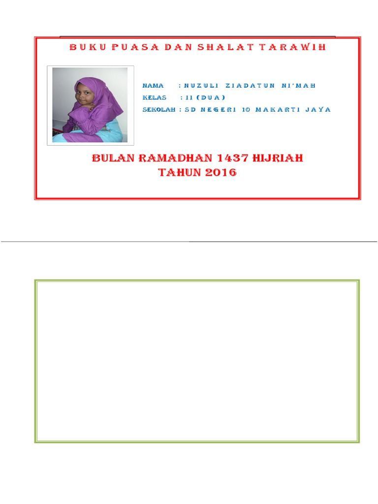 Contoh Isi Buku Kegiatan Bulan Ramadhan - Info Terkait Buku