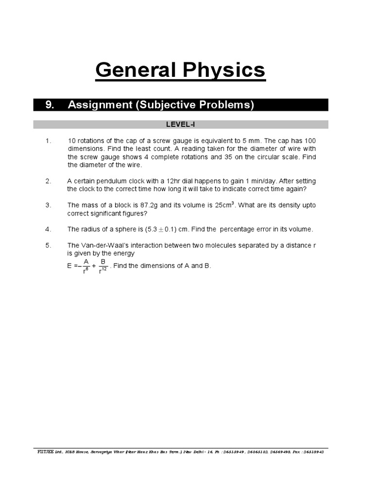 Physics Assignments and Solutions | PDF | Acceleration | Velocity