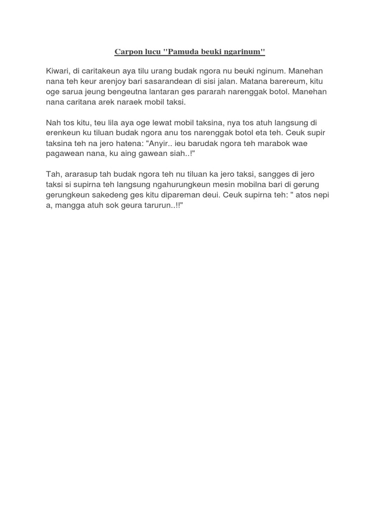 Carpon Sunda Lucu Cerpen