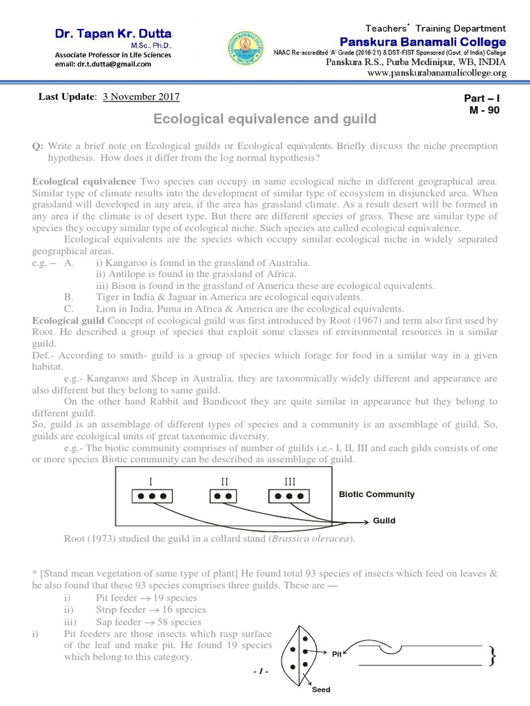 Ecological Equivalents and Guilds Explained | PDF | Ecological Niche ...