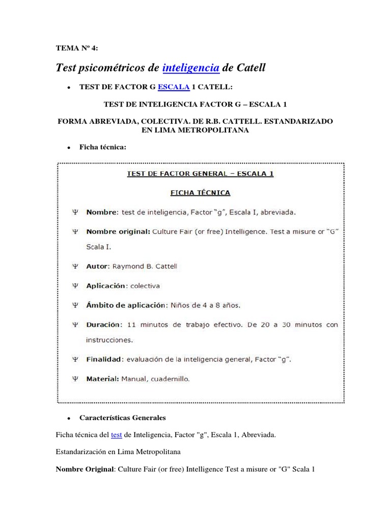 Cattell 1 | PDF | Cociente de inteligencia | Aprendizaje