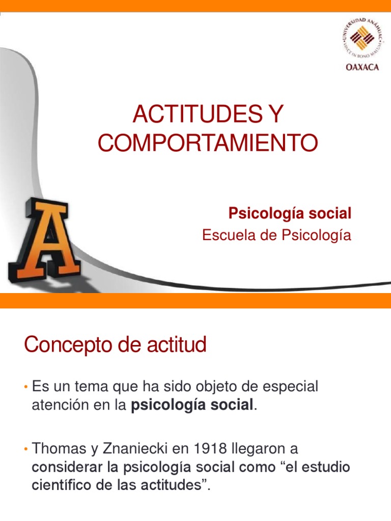 Álgebra pérdida huella Actitudes y Comportamientos | PDF | Actitud (psicología) | Psicología Social