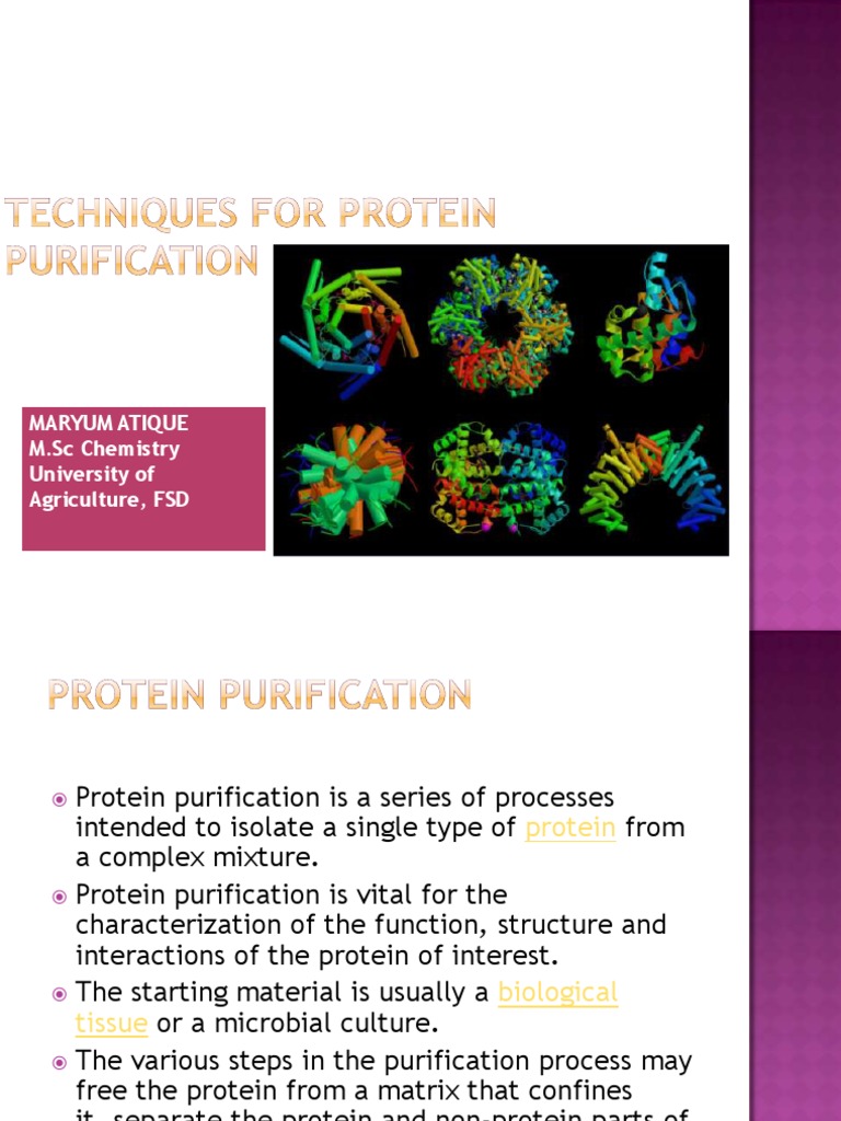 Protein Purification Techniques Overview | PDF | Protein Purification ...