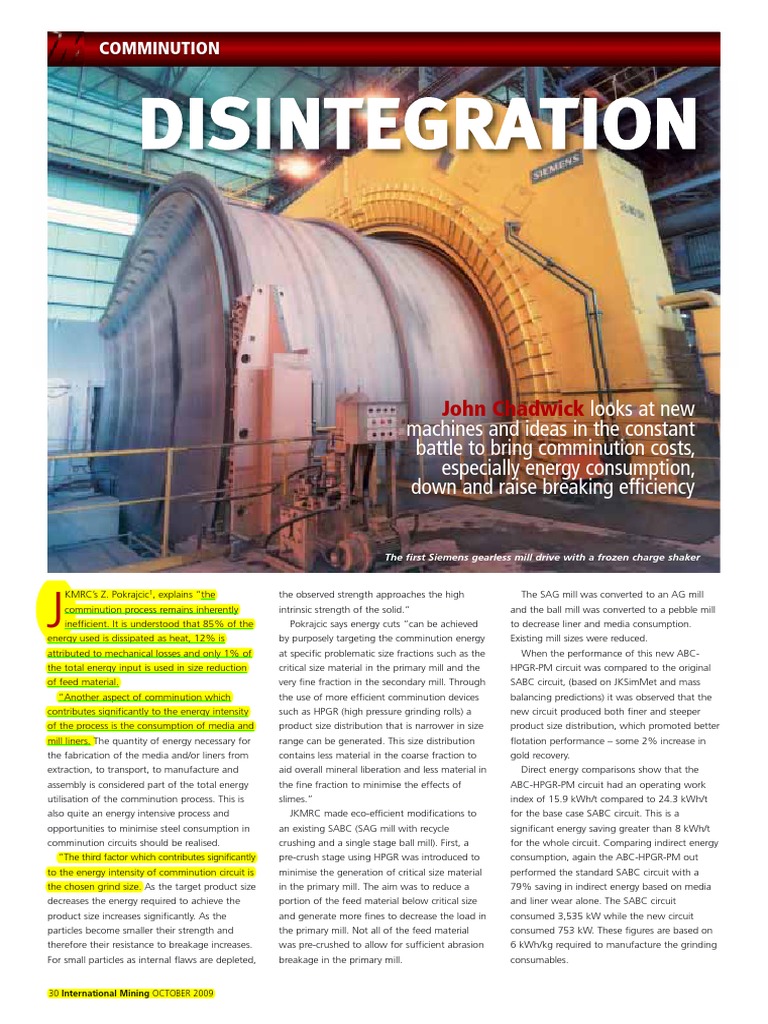 Comminution Costs Pdf Mill Grinding Mining